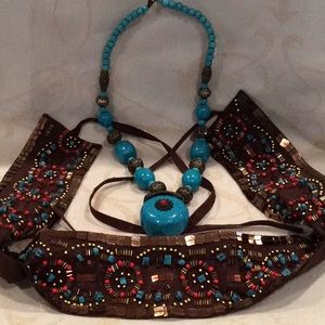 GORGEOUS, GENUINE TURQUOISE BELT/NECKLACE SET